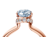 Rose gold Fancy Blue Oval  Brilliant Solitaire Engagement Ring with Six-Prong Setting and Classic Band_24