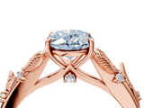 Rose gold Fancy Blue Oval  Brilliant Solitaire with Leaf Motif Band and Four-Prong Setting_66