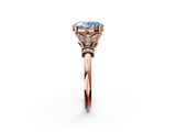 Rose gold Fancy Blue Oval  Brilliant Solitaire with Pave Band and Four-Prong Setting_22