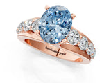 Rose gold Fancy Blue Oval  Brilliant Solitaire with Side Stones on a Pave Band and Four-Prong Setting_25