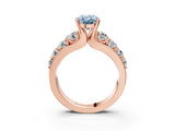Rose gold Fancy Blue Oval  Brilliant Solitaire with Side Stones on a Pave Band and Four-Prong Setting_27