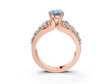 Rose gold Fancy Blue Oval  Brilliant Solitaire with Side Stones on a Pave Band and Four-Prong Setting_40