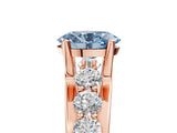 Rose gold Fancy Blue Oval  Brilliant Solitaire with Side Stones on a Pave Band and Four-Prong Setting_42