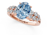 Rose gold Fancy Blue Oval  Cluster Diamond Engagement Ring with Pavé Band and Four-Prong Setting_53