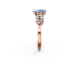 Rose gold Fancy Blue Oval  Cluster Diamond Engagement Ring with Pavé Band and Four-Prong Setting_54