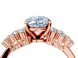 Rose gold Fancy Blue Oval  Cluster Diamond Engagement Ring with Pavé Band and Four-Prong Setting_56
