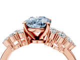 Rose gold Fancy Blue Oval  Cluster Diamond Engagement Ring with Pavé Band and Four-Prong Setting_57