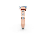Rose gold Fancy Blue Oval Cut Brilliant Channel-Set Diamond Ring with Bezel Prong Setting_2
