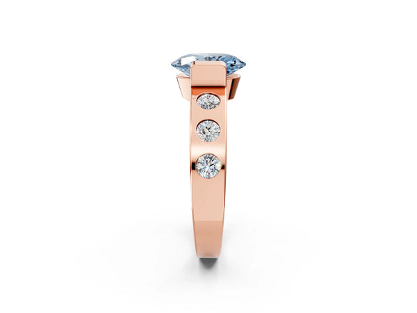 Rose Gold Oval Tension Style Engagement Ring Setting for Fancy Blue Center