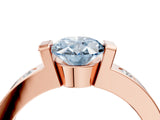 Rose gold Fancy Blue Oval Cut Brilliant Channel-Set Diamond Ring with Bezel Prong Setting_4