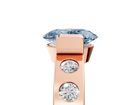 Rose gold Fancy Blue Oval Cut Brilliant Channel-Set Diamond Ring with Bezel Prong Setting_5