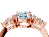 Rose gold Fancy Blue Oval Cut Brilliant Diamond Cluster Accent Solitaire Ring with Prong Setting_4