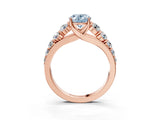 Rose gold Fancy Blue Oval Cut Brilliant Diamond Pavé Band with Six-Prong Setting_15