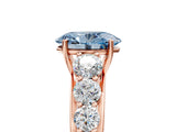 Rose gold Fancy Blue Oval Cut Brilliant Diamond Pavé Band with Six-Prong Setting_17