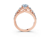 Rose gold Fancy Blue Oval Cut Brilliant Diamond Pavé Band with Six-Prong Setting_3