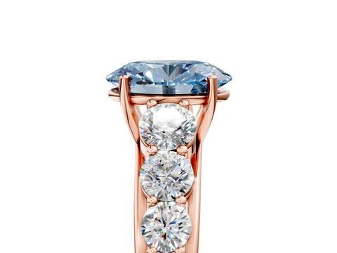 Rose gold Fancy Blue Oval Cut Brilliant Diamond Pavé Band with Six-Prong Setting_5