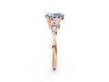 Rose gold Fancy Blue Oval Cut Brilliant Diamond Solitaire Ring with Pear Side Stones and Four-Prong Setting_5