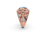 Rose gold Fancy Blue Oval Cut Brilliant Halo Pave Diamond Milgrain Ring_2