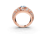 Rose gold Fancy Blue Oval Cut Brilliant Halo Pave Diamond Milgrain Ring_3