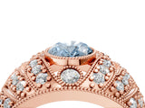 Rose gold Fancy Blue Oval Cut Brilliant Halo Pave Diamond Milgrain Ring_4