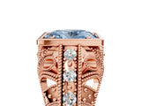 Rose gold Fancy Blue Oval Cut Brilliant Milgrain Filigree Diamond Ring with Square Prong Setting_11