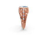 Rose gold Fancy Blue Oval Cut Brilliant Milgrain Filigree Diamond Ring with Square Prong Setting_14