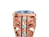Rose gold Fancy Blue Oval Cut Brilliant Milgrain Filigree Diamond Ring with Square Prong Setting_17