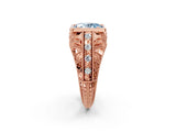 Rose gold Fancy Blue Oval Cut Brilliant Milgrain Filigree Diamond Ring with Square Prong Setting_8
