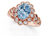 Rose gold Fancy Blue Oval Cut Brilliant Milgrain Pave Heart Band Solitaire Ring_1