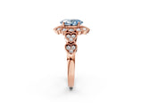Rose gold Fancy Blue Oval Cut Brilliant Milgrain Pave Heart Band Solitaire Ring_2