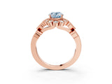 Rose gold Fancy Blue Oval Cut Brilliant Milgrain Pave Heart Band Solitaire Ring_3