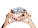Rose gold Fancy Blue Oval Cut Brilliant Solitaire Diamond Ring with Channel Set Band and Bar Prong Setting_4