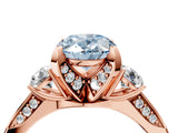 Rose gold Fancy Blue Oval Cut Brilliant Three-Stone Diamond Ring with Pavé Band and Four-Prong Setting_7