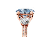 Rose gold Fancy Blue Oval Cut Brilliant Three-Stone Diamond Ring with Pavé Band and Four-Prong Setting_8