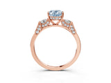 Rose gold Fancy Blue Oval Cut Brilliant Three-Stone Pave Band with Four-Prong Setting_3