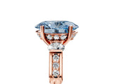 Rose gold Fancy Blue Oval Cut Brilliant Three-Stone Pave Band with Four-Prong Setting_5