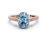 Rose gold Fancy Blue Oval  Cut Cathedral Pave Diamond Engagement Ring with Six-Prong Setting_32