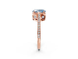 Rose gold Fancy Blue Oval  Cut Cathedral Pave Diamond Engagement Ring with Six-Prong Setting_34