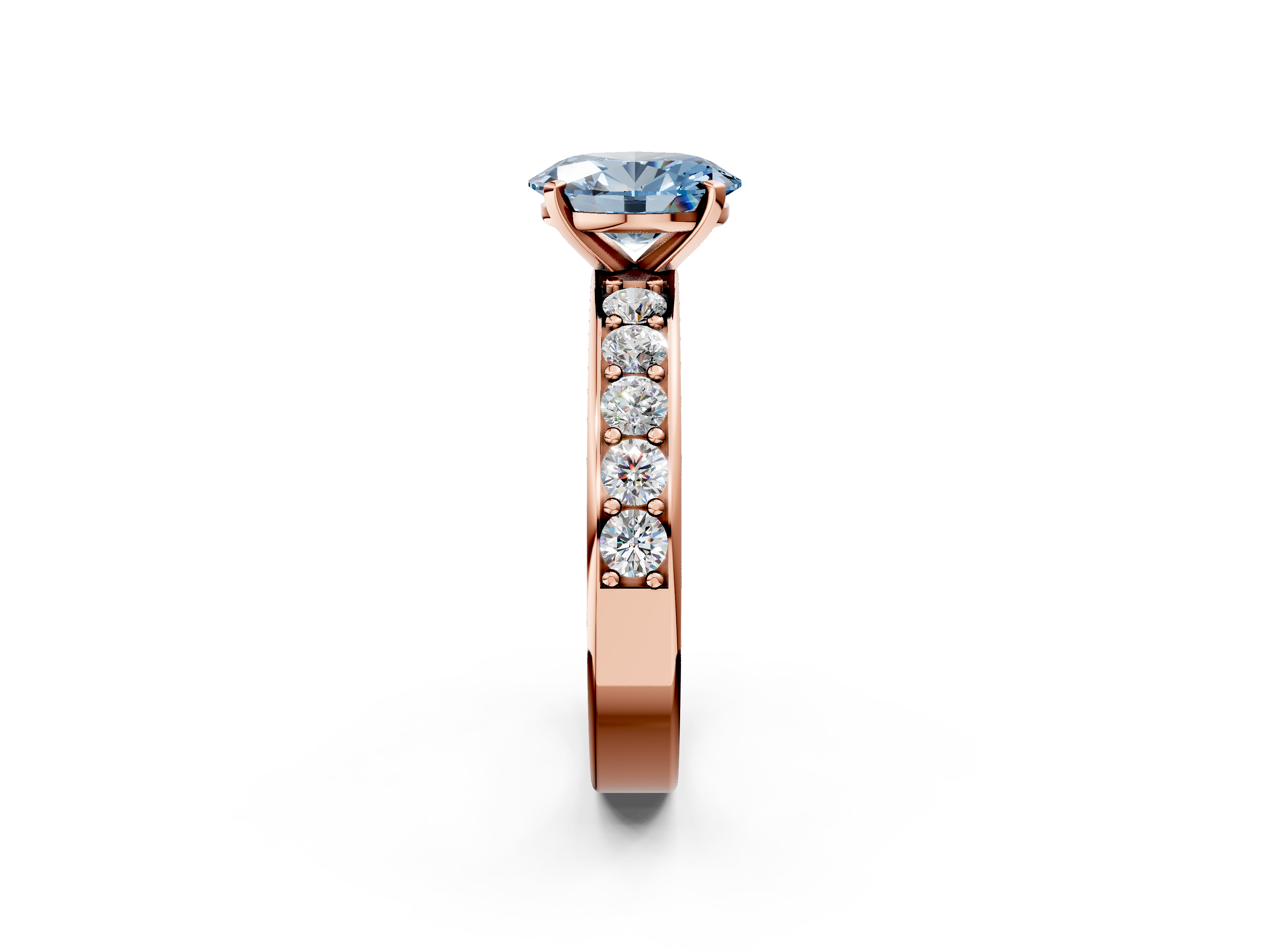 Rose gold Fancy Blue Oval  Cut Channel Set Diamond Engagement Ring with Four-Prong Setting_225