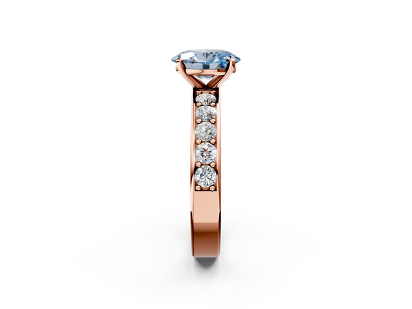 Rose gold Fancy Blue Oval  Cut Channel Set Diamond Engagement Ring with Four-Prong Setting