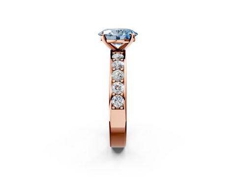 Rose gold Fancy Blue Oval  Cut Channel Set Diamond Engagement Ring with Four-Prong Setting_225