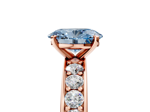 Rose gold Fancy Blue Oval  Cut Channel Set Diamond Engagement Ring with Four-Prong Setting_228