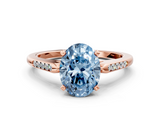 Rose gold Fancy Blue Oval  Cut Channel Set Solitaire Engagement Ring with Four-Prong Setting_218