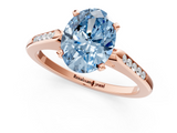 Rose gold Fancy Blue Oval  Cut Channel Set Solitaire Engagement Ring with Four-Prong Setting_219