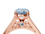 Rose gold Fancy Blue Oval  Cut Channel Set Solitaire Engagement Ring with Prong Setting_24