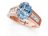 Rose gold Fancy Blue Oval Cut Cut Channel Set Solitaire Ring with Four-Prong Setting_1