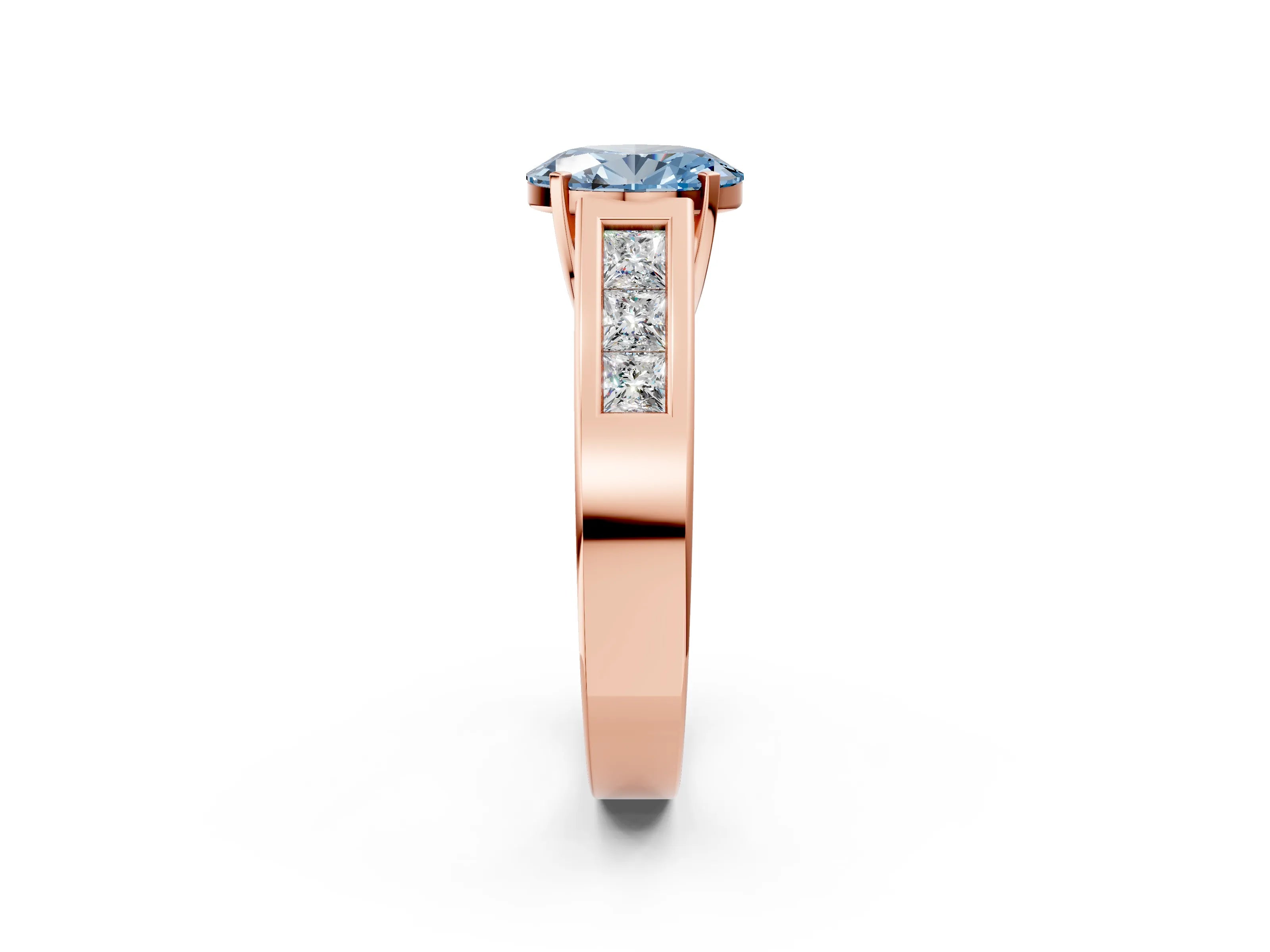 Rose gold Fancy Blue Oval Cut Cut Channel Set Solitaire Ring with Four-Prong Setting_2
