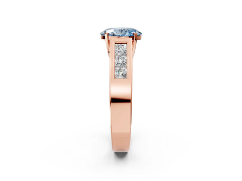 Rose gold Fancy Blue Oval Cut Cut Channel Set Solitaire Ring with Four-Prong Setting_2