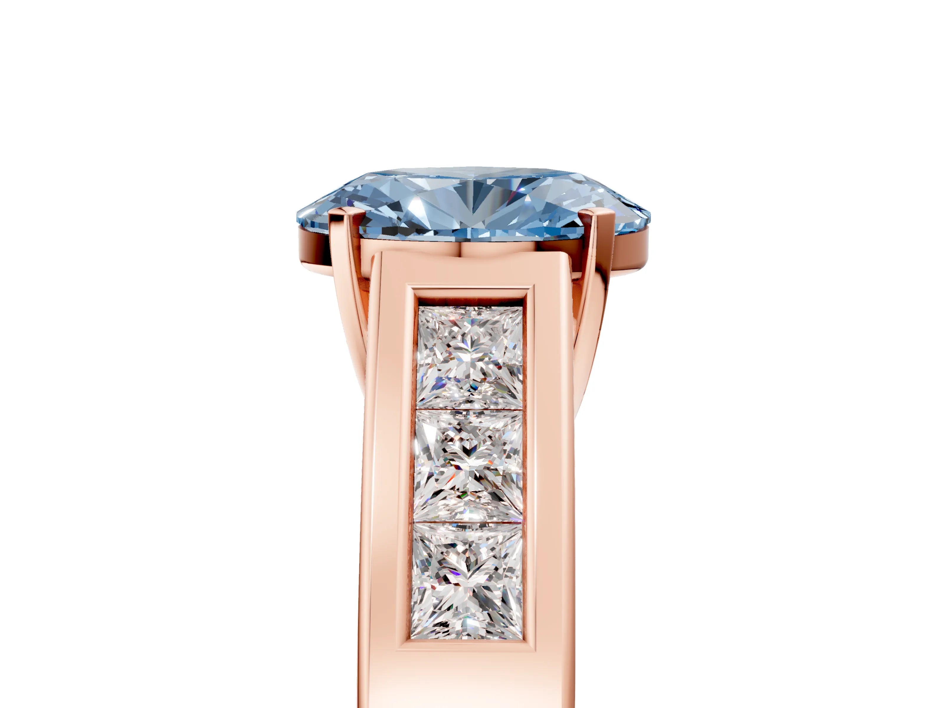 Rose gold Fancy Blue Oval Cut Cut Channel Set Solitaire Ring with Four-Prong Setting_5