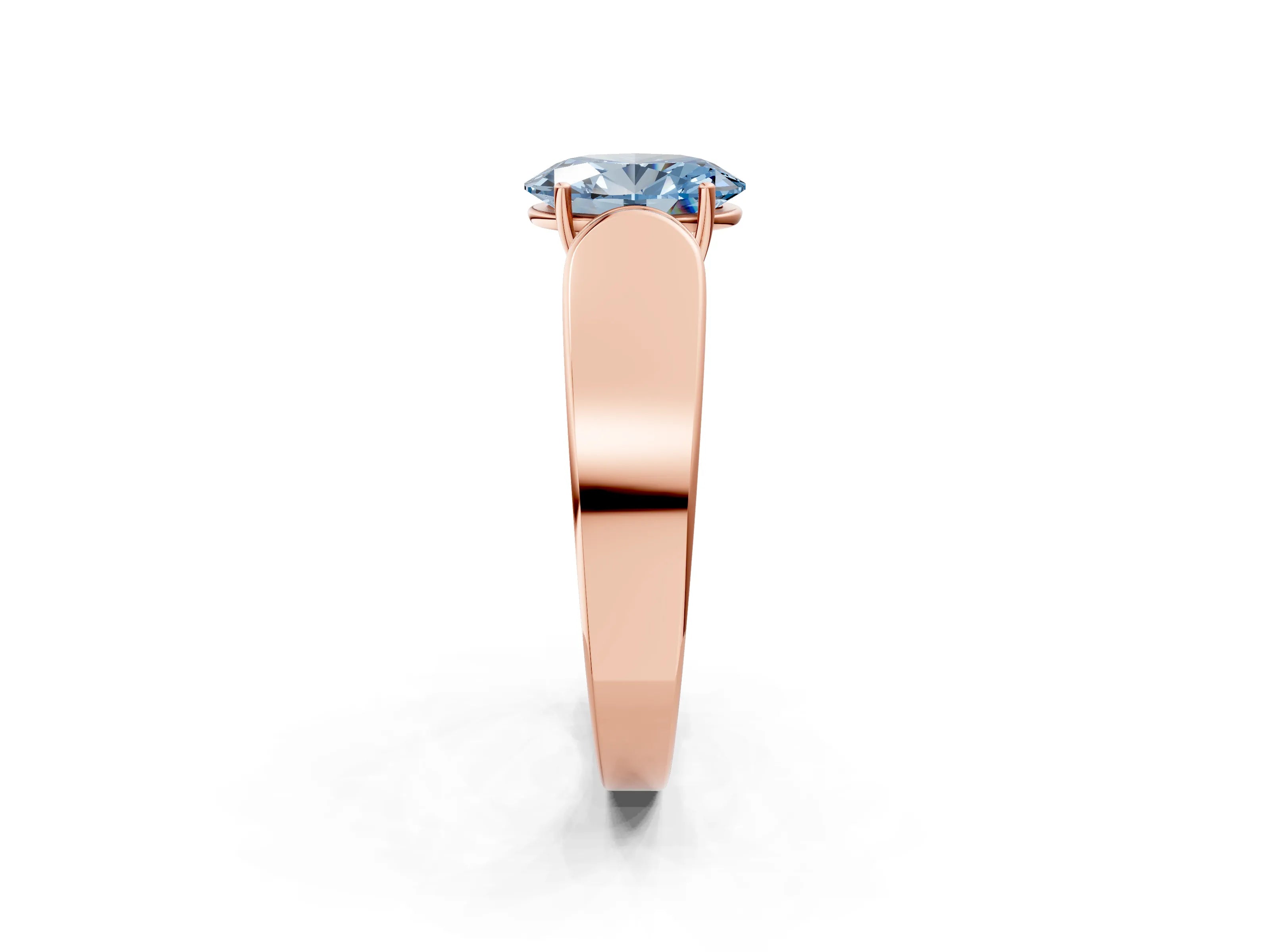 Rose gold Fancy Blue Oval Cut Cut Diamond Channel Set Solitaire Ring with Four-Prong Setting_2